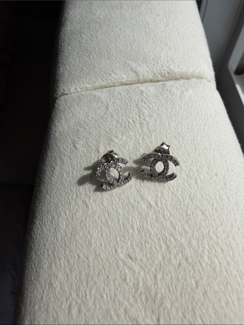 Silver-Tone Crystal Interlocking Stud Earrings